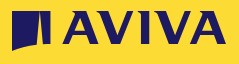 The text AVIVA is blue on a yellow background.